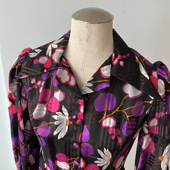 Flower power retro long sleeve maxi dress size 6 - Picture 4 of 10